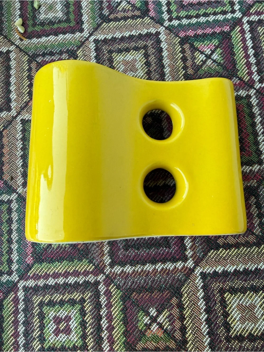 Yellow Ceramic Double-Hole  Ikebana Toyo  Vase